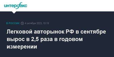 Легковой авторынок РФ в сентябре вырос в 2,5 раза в годовом измерении - smartmoney.one - Москва - Россия