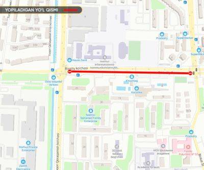 В Ташкенте на пять дней перекроют улицу Рихсилий - podrobno.uz - Узбекистан - Ташкент