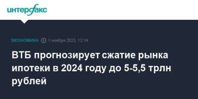 ВТБ прогнозирует сжатие рынка ипотеки в 2024 году до 5-5,5 трлн рублей - smartmoney.one - Москва - Россия