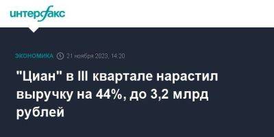 "Циан" в III квартале нарастил выручку на 44%, до 3,2 млрд рублей - smartmoney.one - Москва