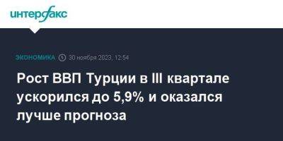 Рост ВВП Турции в III квартале ускорился до 5,9% и оказался лучше прогноза - smartmoney.one - Москва - Турция