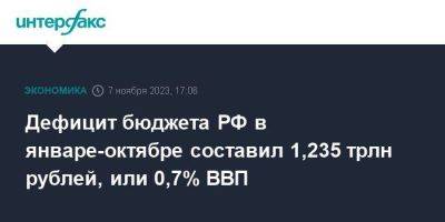 Владимир Путин - Дефицит бюджета РФ в январе-октябре составил 1,235 трлн рублей, или 0,7% ВВП - smartmoney.one - Москва - Россия