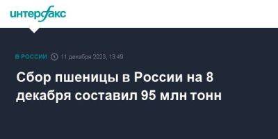 Сбор пшеницы в России на 8 декабря составил 95 млн тонн - smartmoney.one - Москва - Россия