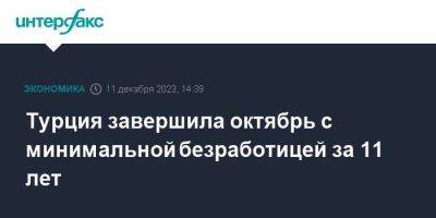 Турция завершила октябрь с минимальной безработицей за 11 лет - smartmoney.one - Москва - Турция