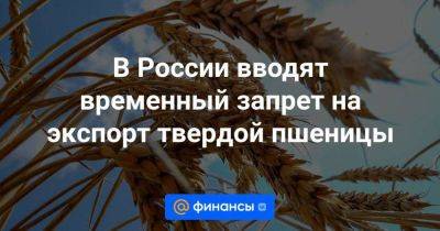 В России вводят временный запрет на экспорт твердой пшеницы - smartmoney.one - Россия - США - Армения - Казахстан - Белоруссия - Франция - Мексика - Киргизия - Канада - Апсны - Тунис - респ. Южная Осетия - Алжир