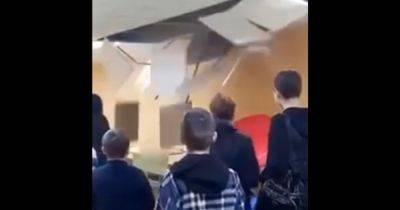 В Киеве во время воздушной тревоги в укрытии школы обвалился потолок (видео) - focus.ua - Украина - Киев