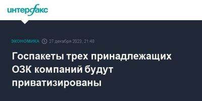 Госпакеты трех принадлежащих ОЗК компаний будут приватизированы - smartmoney.one - Москва