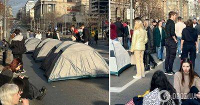 Александр Вучич - Майдан в Сербии – в Белграде протестующие разбили палаточный городок – фото | OBOZ.UA - obozrevatel.com - Сербия - Белград