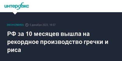 РФ за 10 месяцев вышла на рекордное производство гречки и риса - smartmoney.one - Москва - Россия