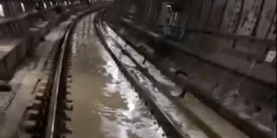 «Фактически течет река». Появилось видео с закрытого участка синей ветки метро в Киеве - nv.ua - Украина - Киев