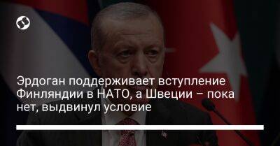 Реджеп Тайип Эрдоган - Эрдоган поддерживает вступление Финляндии в НАТО, а Швеции – пока нет, выдвинул условие - liga.net - Украина - Турция - Швеция - Финляндия - Анкара - Стокгольм - Хельсинки