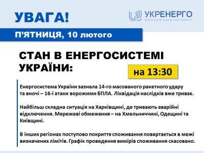 Укрэнерго: В Харьковской области действуют аварийные отключения - objectiv.tv - Украина - Киевская обл. - Харьковская обл. - Хмельницкая обл. - Одесская обл.