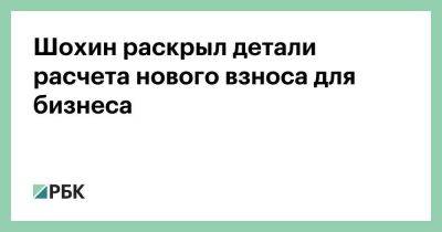 Шохин раскрыл детали расчета нового взноса для бизнеса - smartmoney.one