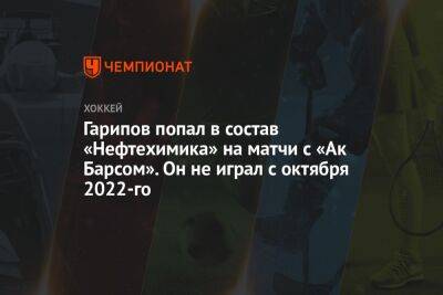 Эмиль Гарипов - Гарипов попал в состав «Нефтехимика» на матчи с «Ак Барсом». Он не играл с октября 2022-го - championat.com