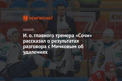 Матвей Мичков - И. о. главного тренера «Сочи» рассказал о результатах разговора с Мичковым об удалениях - championat.com - Сочи