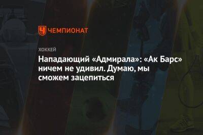 Михал Криштоф - Нападающий «Адмирала»: «Ак Барс» ничем не удивил. Думаю, мы сможем зацепиться - championat.com - Уфа - Казань