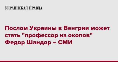 Послом Украины в Венгрии может стать "профессор из окопов" Федор Шандор – СМИ - pravda.com.ua - Украина - Венгрия - Ужгород