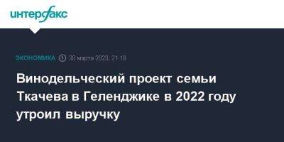 Винодельческий проект семьи Ткачева в Геленджике в 2022 году утроил выручку - smartmoney.one - Москва - Геленджик