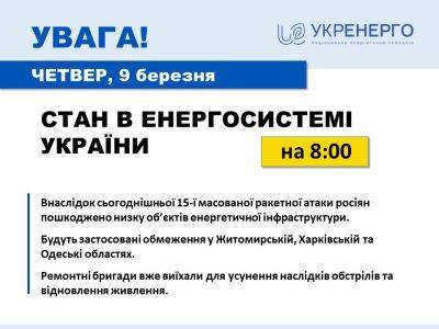 Олег Синегубов - Укрэнерго о ситуации на Харьковщине: есть повреждения, будут ограничения - objectiv.tv - Россия - Украина - Харьковская обл. - Харьков - Одесская обл. - Житомирская обл.