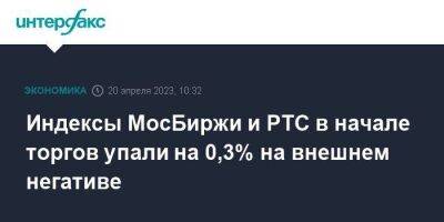 Индексы МосБиржи и РТС в начале торгов упали на 0,3% на внешнем негативе - smartmoney.one - Москва - США