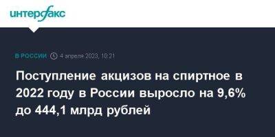 Поступление акцизов на спиртное в 2022 году в России выросло на 9,6% до 444,1 млрд рублей - smartmoney.one - Москва - Россия