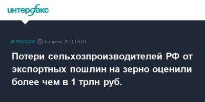 Аркадий Злочевский - Потери сельхозпроизводителей РФ от экспортных пошлин на зерно оценили более чем в 1 трлн руб. - smartmoney.one - Москва - Россия