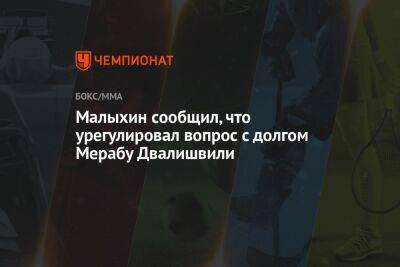 Анатолий Малыхин - Мераб Двалишвили - Малыхин сообщил, что урегулировал вопрос с долгом Мерабу Двалишвили - championat.com - США - Таиланд