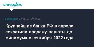 Крупнейшие банки РФ в апреле сократили продажу валюты до минимума с сентября 2022 года - smartmoney.one - Москва - Россия