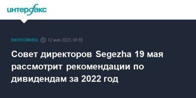 Совет директоров Segezha 19 мая рассмотрит рекомендации по дивидендам за 2022 год - smartmoney.one - Москва