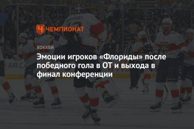 Эмоции игроков «Флориды» после победного гола в ОТ и выхода в финал конференции - championat.com - шт. Колорадо - шт.Флорида - шт.Нью-Джерси