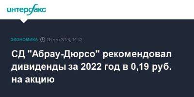 Борис Титов - СД "Абрау-Дюрсо" рекомендовал дивиденды за 2022 год в 0,19 руб. на акцию - smartmoney.one - Москва - Россия