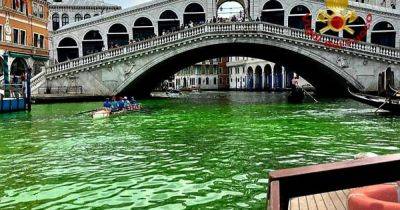 Вода в Гранд-канале в Венеции по неизвестным причинам стала зеленой (фото) - focus.ua - Украина - Италия - Венеции - Венеция