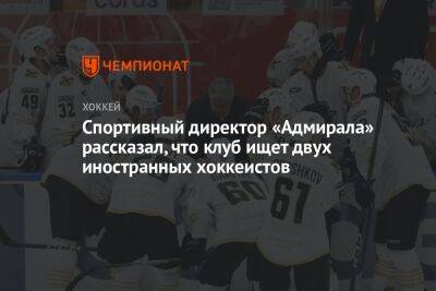 Алексей Соловьев - Спортивный директор «Адмирала» рассказал, что клуб ищет двух иностранных хоккеистов - championat.com - Чехия - Латвия