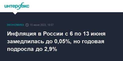 Инфляция в России с 6 по 13 июня замедлилась до 0,05%, но годовая подросла до 2,9% - smartmoney.one - Москва - Россия
