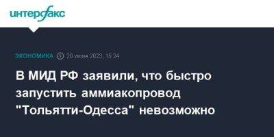 Сергей Вершинин - В МИД РФ заявили, что быстро запустить аммиакопровод "Тольятти-Одесса" невозможно - smartmoney.one - Москва - Россия - Украина - Харьковская обл. - Одесса - Тольятти