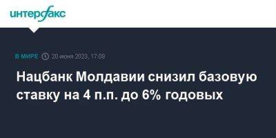 Нацбанк Молдавии снизил базовую ставку на 4 п.п. до 6% годовых - smartmoney.one - Москва - Молдавия