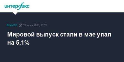 Мировой выпуск стали в мае упал на 5,1% - smartmoney.one - Москва - Россия - Китай - Южная Корея - США - Украина - Турция - Германия - Япония - Бразилия - Иран - Индия