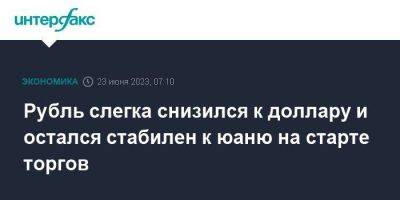 Рубль слегка снизился к доллару и остался стабилен к юаню на старте торгов - smartmoney.one - Москва - США