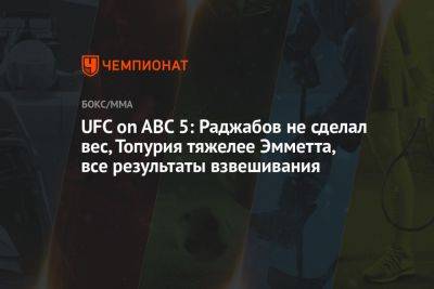 Аманда Рибас - UFC on ABC 5: Раджабов не сделал вес, Топурия тяжелее Эмметта, все результаты взвешивания - championat.com - Узбекистан - Веллингтон