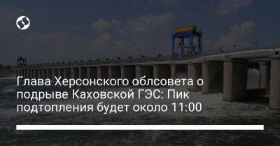 Александр Самойленко - Глава Херсонского облсовета о подрыве Каховской ГЭС: Пик подтопления будет около 11:00 - liga.net - Украина - Херсон - Гсчс