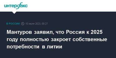 Денис Мантуров - Мантуров заявил, что Россия к 2025 году полностью закроет собственные потребности в литии - smartmoney.one - Москва - Россия - Китай - Забайкальский край
