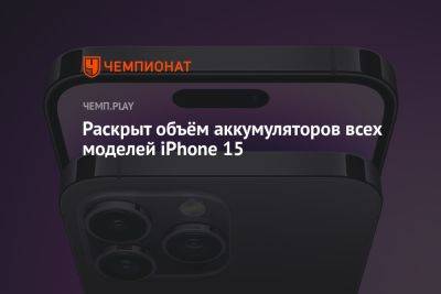 Раскрыт объём аккумуляторов всех моделей iPhone 15 - championat.com