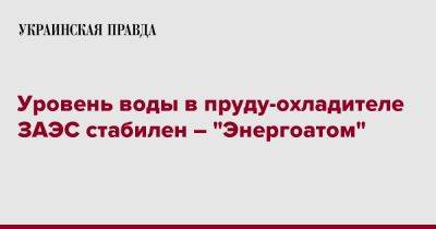 Уровень воды в пруду-охладителе ЗАЭС стабилен – "Энергоатом" - pravda.com.ua - Запорожская обл.