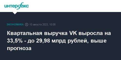 Квартальная выручка VK выросла на 33,5% - до 29,98 млрд рублей, выше прогноза - smartmoney.one - Москва - Санкт-Петербург