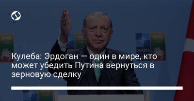 Владимир Путин - Реджеп Тайип Эрдоган - Дмитрий Кулеба - Кулеба: Эрдоган — один в мире, кто может убедить Путина вернуться в зерновую сделку - liga.net - Россия - Украина - Турция - Одесса