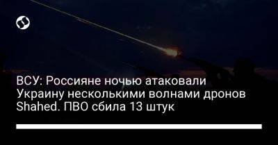 ВСУ: Россияне ночью атаковали Украину несколькими волнами дронов Shahed. ПВО сбила 13 штук - liga.net - Украина - Николаевская обл. - Одесская обл.