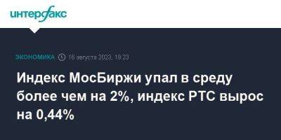 Индекс МосБиржи упал в среду более чем на 2%, индекс РТС вырос на 0,44% - smartmoney.one - Москва - Россия - США - Санкт-Петербург