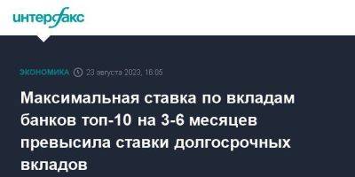 Максимальная ставка по вкладам банков топ-10 на 3-6 месяцев превысила ставки долгосрочных вкладов - smartmoney.one - Москва - Россия