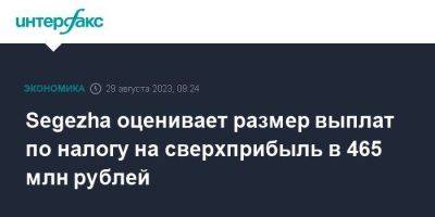 Владимир Путин - Segezha оценивает размер выплат по налогу на сверхприбыль в 465 млн рублей - smartmoney.one - Москва - Россия