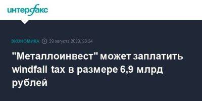 "Металлоинвест" может заплатить windfall tax в размере 6,9 млрд рублей - smartmoney.one - Москва